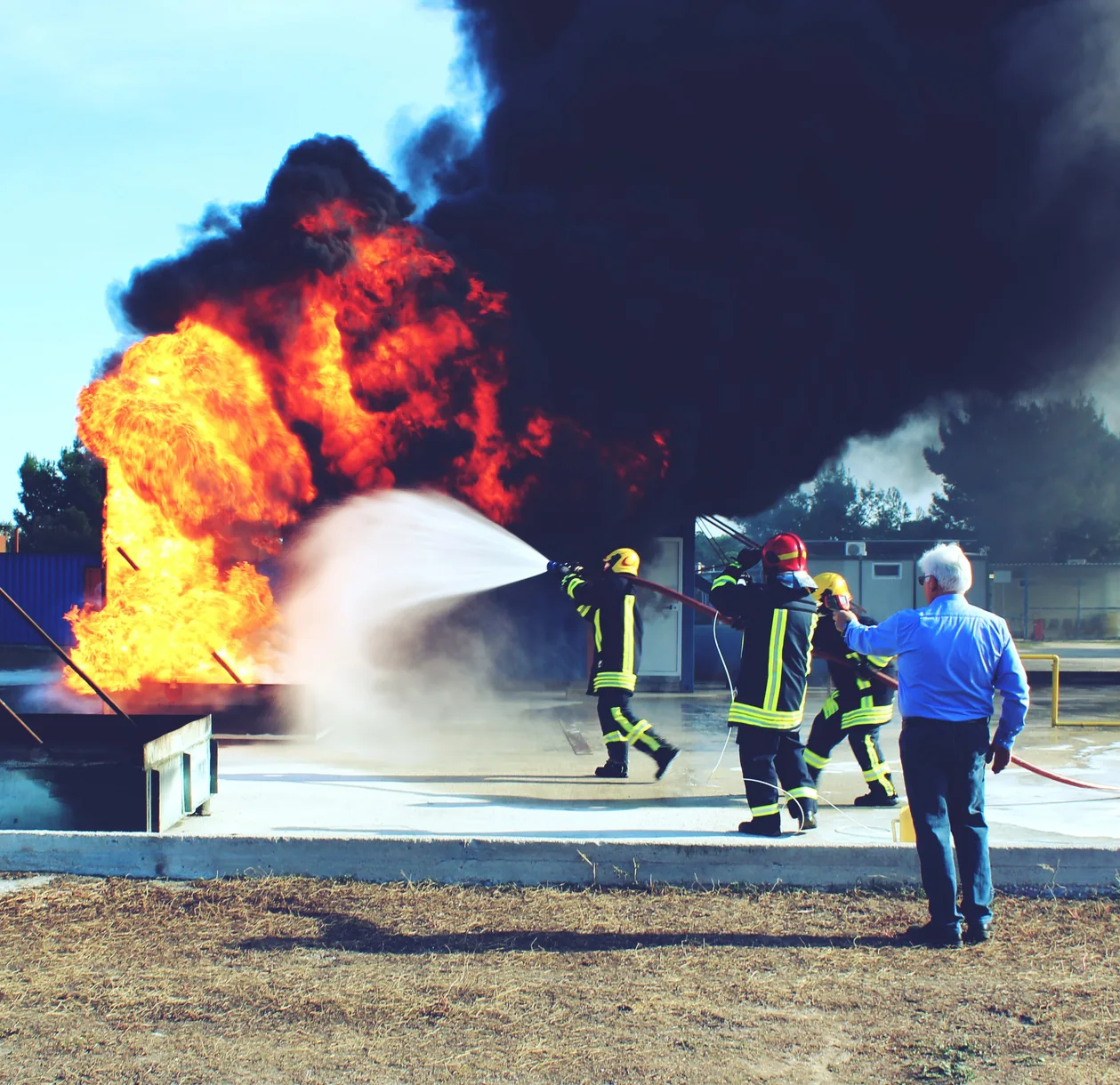 Intervento durante una prova antincendio